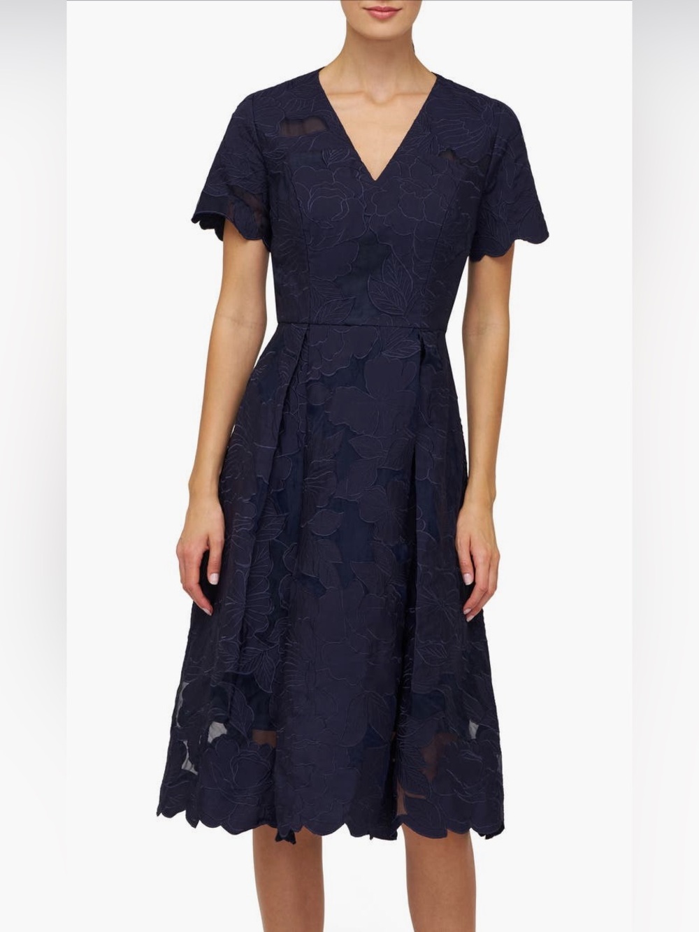 Kay Unger Luna Embroidered
Midi Dress
